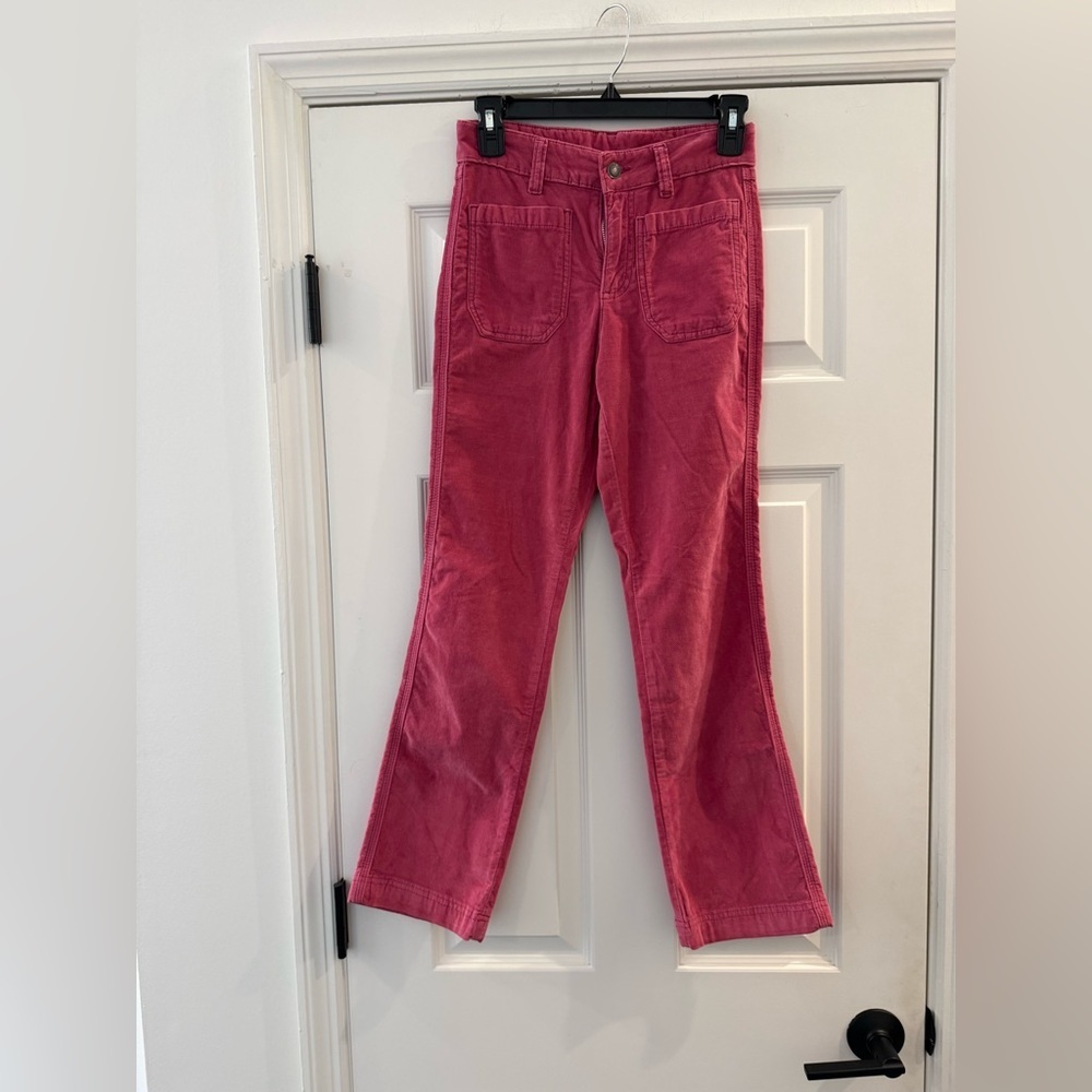 Free People High Time Velvet Kick Flare Pants in Pink Verry Berry size 0 - Picture 3 of 6